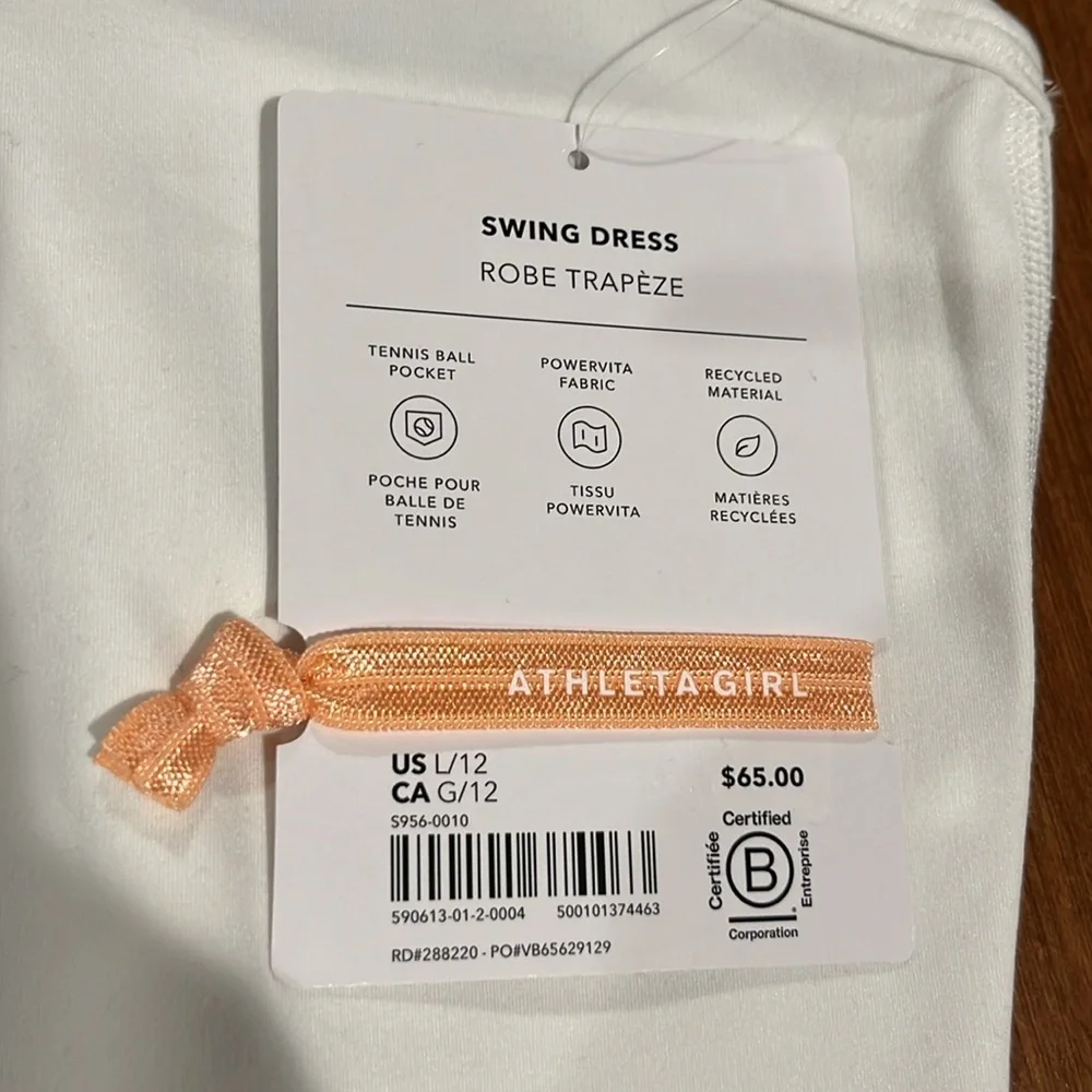 NWT Athleta Girl White Swing Dress Size L/12.